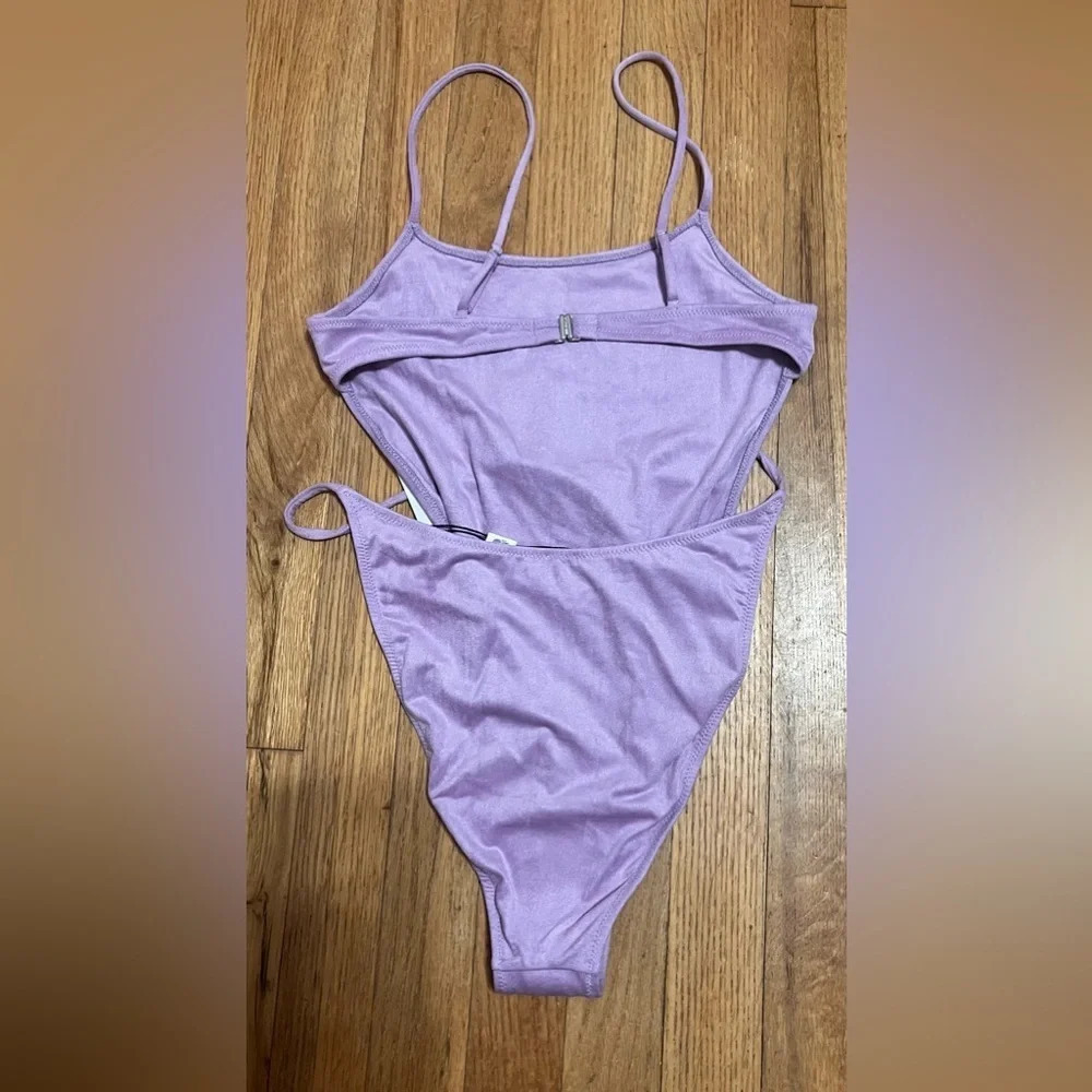 MONICA HANSEN BEACHWEAR Revolve Bardot One Piece in purple suede - Picture 7 of 7